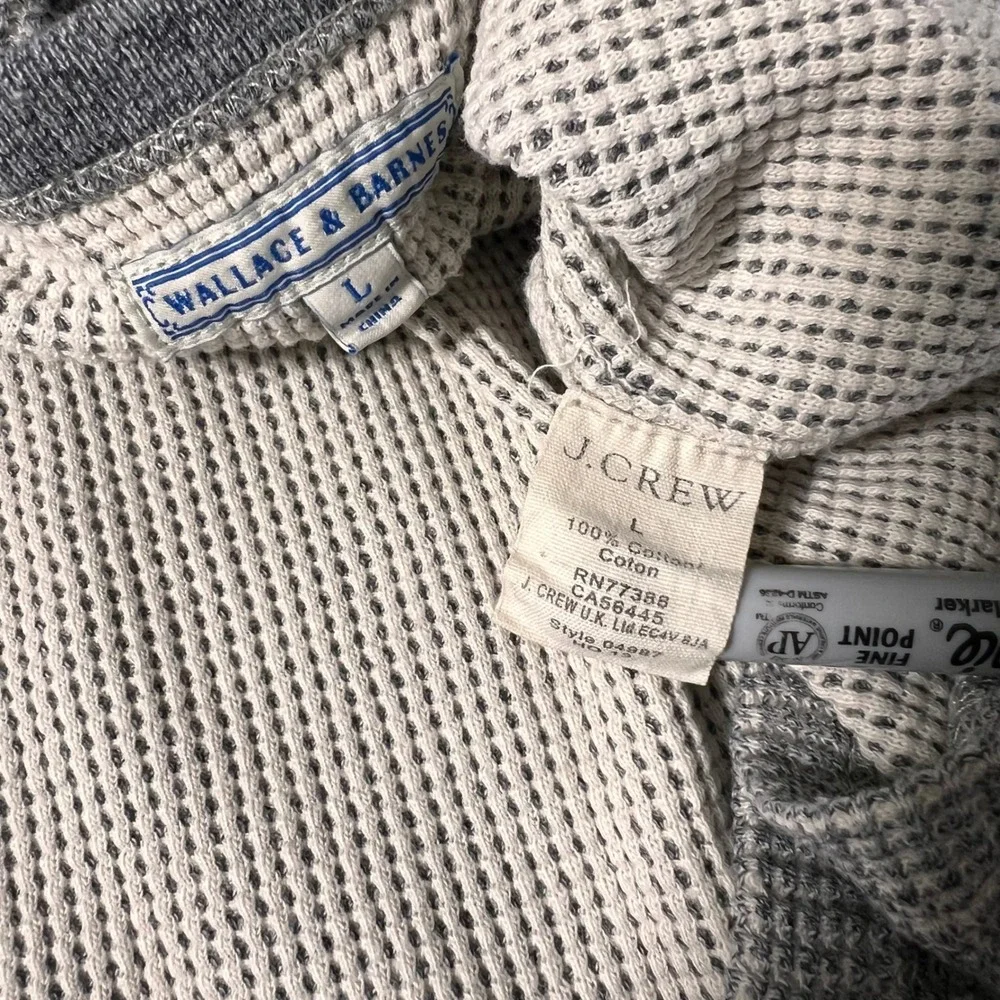 Wallace & Barnes Shirt Mens L Gray Waffle Knit Thermal Marled Long Sleeve Casual